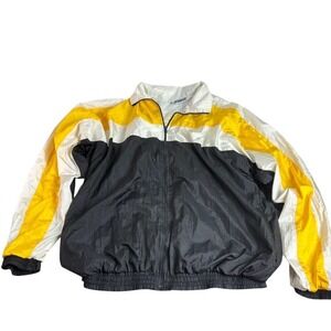 Vintage Windbreaker Jacket Mens Large 90s Retro Colorblock Black Yellow White